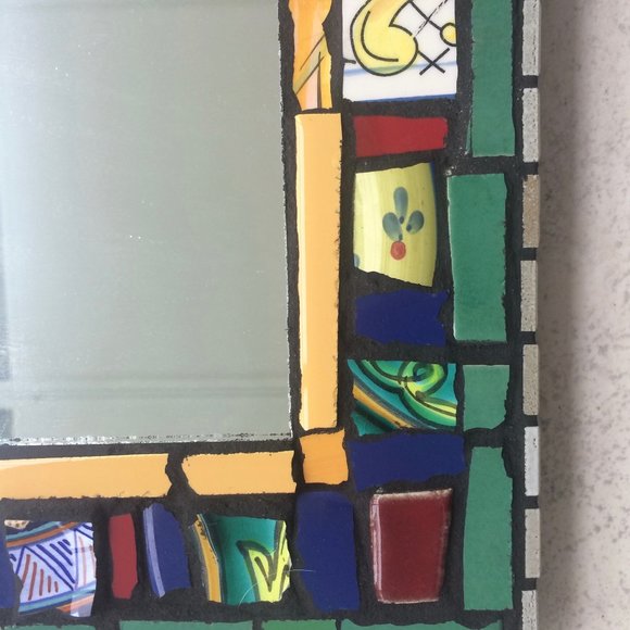"Tuscan Mirror" Mosiac Blue/green, maroon, yellow - Picture 5 of 5